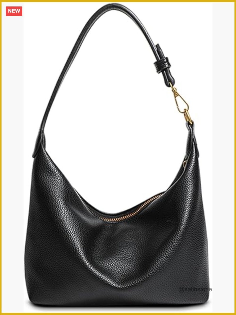 Small Hobo Bag Soft PU Leather Shoulder Purse Slouchy Everyday Handbag Zipper
